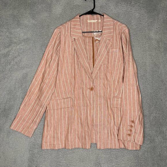 NWOT Soft Surroundings Womens linen blend striped blazer lightweight large - Picture 2 of 11